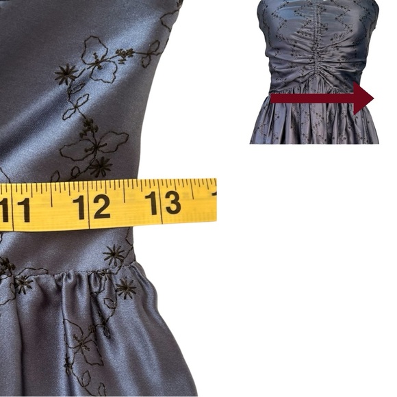 NWT Vintage Betsy Johnson Silk Ruched Bodice Midi Dress | Small - Picture 9 of 15